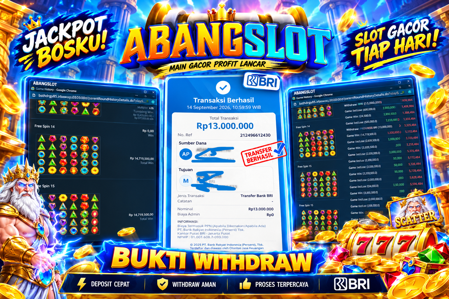 ABANGSLOT - JP SEBESAR RP. 14,719,500,- DI GAME Gates of Olympus